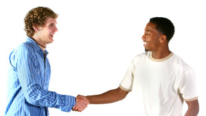 student handshake